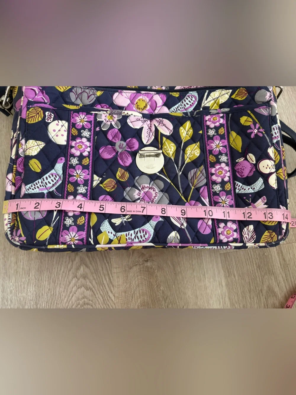 Vintage 2011 Vera Bradley Laptop Shoulder Bag in Floral Nightingale Pattern